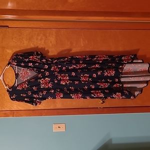Navy and floral high low Dress